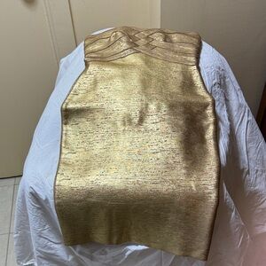 Herve Leger Gold Textured Dress